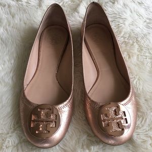 Tory Burch rose gold reva flats size 7
